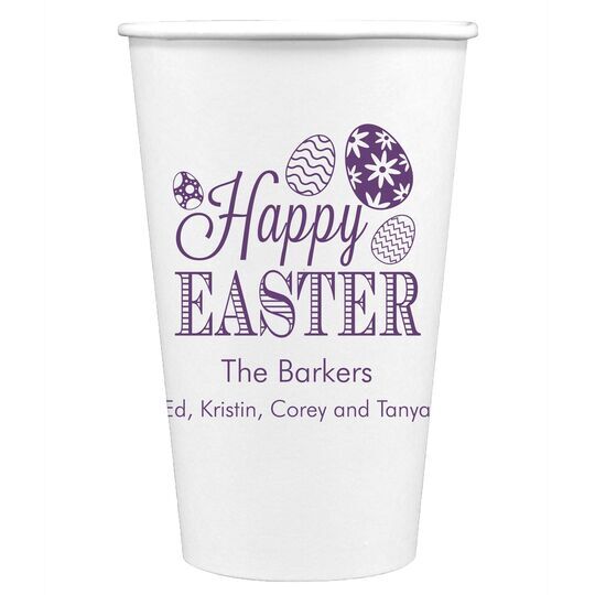 Happy Easter Eggs Paper Coffee Cups